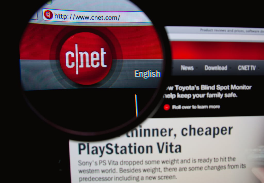 Magnification of the CNET news homepage.